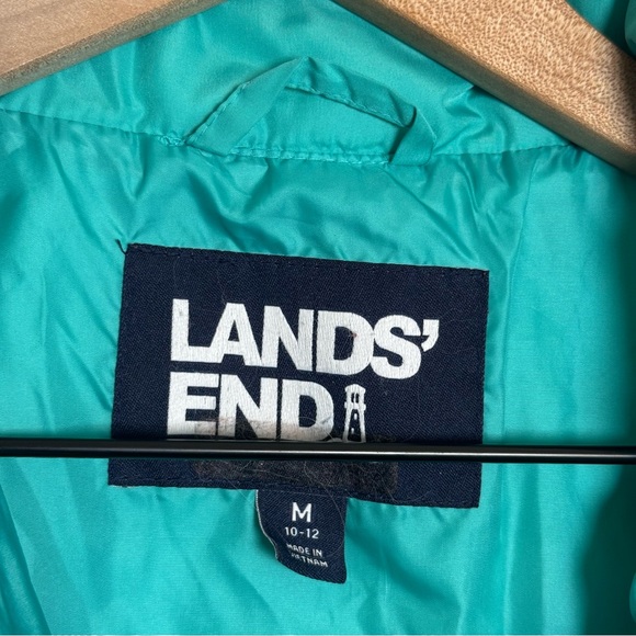Lands’ End Teal Puffer High Neck Coat Women’s Size Medium - Picture 9 of 13